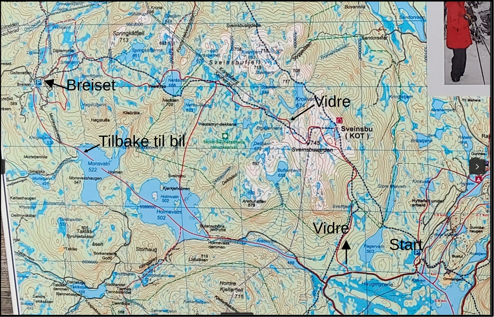 Kart over Sveinsbu tur